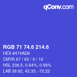 カラーコード: RGB 71 74.6 214.6 | qconv.com