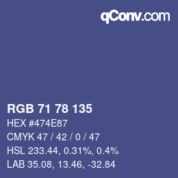 Color code: RGB 71 78 135 | qconv.com