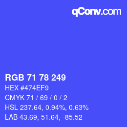 カラーコード: RGB 71 78 249 | qconv.com