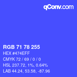 Color code: RGB 71 78 255 | qconv.com