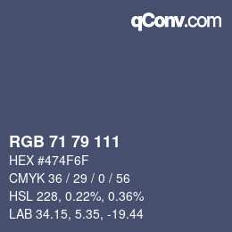 カラーコード: RGB 71 79 111 | qconv.com