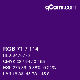 Color code: RGB 71 7 114 | qconv.com