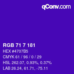 カラーコード: RGB 71 7 181 | qconv.com