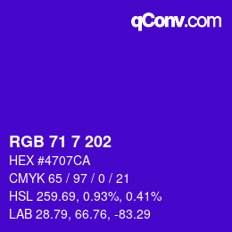 カラーコード: RGB 71 7 202 | qconv.com