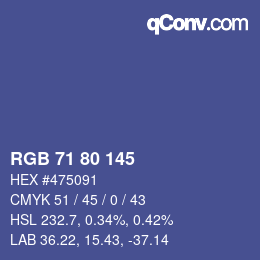 Color code: RGB 71 80 145 | qconv.com