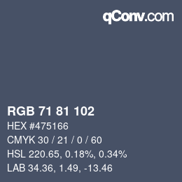 Color code: RGB 71 81 102 | qconv.com