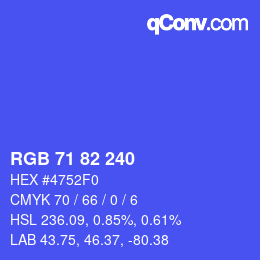 Color code: RGB 71 82 240 | qconv.com