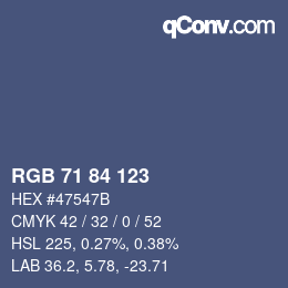 颜色代码: RGB 71 84 123 | qconv.com