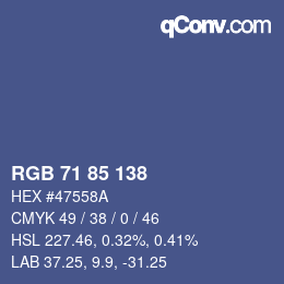 Color code: RGB 71 85 138 | qconv.com