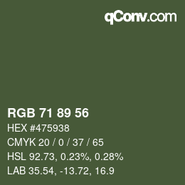 Código de color: RGB 71 89 56 | qconv.com