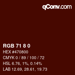 Farbcode: RGB 71 8 0 | qconv.com