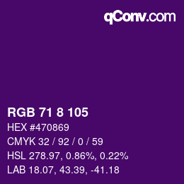颜色代码: RGB 71 8 105 | qconv.com
