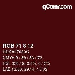 カラーコード: RGB 71 8 12 | qconv.com