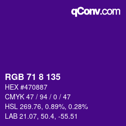 颜色代码: RGB 71 8 135 | qconv.com