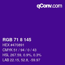颜色代码: RGB 71 8 145 | qconv.com