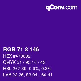 颜色代码: RGB 71 8 146 | qconv.com