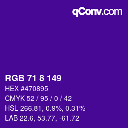 Color code: RGB 71 8 149 | qconv.com