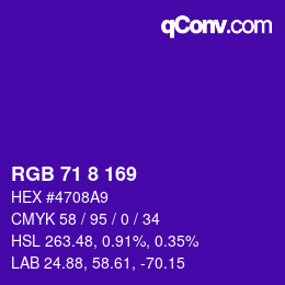 Color code: RGB 71 8 169 | qconv.com