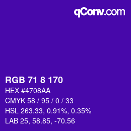 カラーコード: RGB 71 8 170 | qconv.com