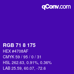 カラーコード: RGB 71 8 175 | qconv.com