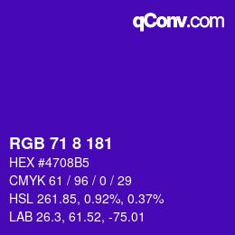 颜色代码: RGB 71 8 181 | qconv.com