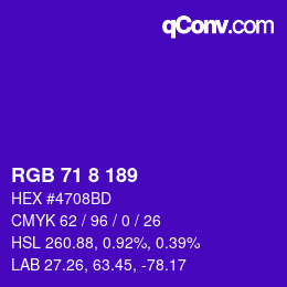カラーコード: RGB 71 8 189 | qconv.com