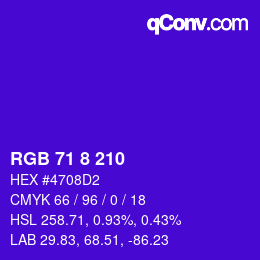 カラーコード: RGB 71 8 210 | qconv.com