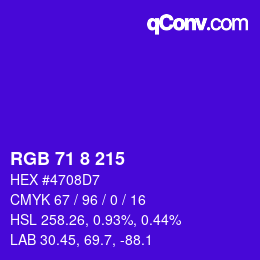 Color code: RGB 71 8 215 | qconv.com