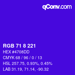 Color code: RGB 71 8 221 | qconv.com
