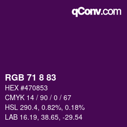 カラーコード: RGB 71 8 83 | qconv.com