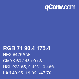 カラーコード: RGB 71 90.4 175.4 | qconv.com
