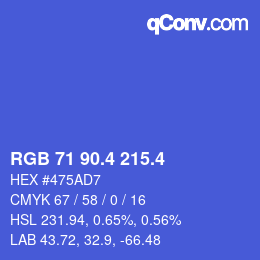 カラーコード: RGB 71 90.4 215.4 | qconv.com