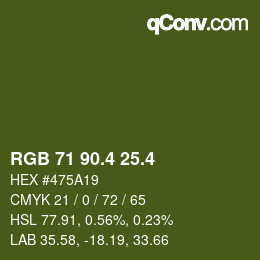 カラーコード: RGB 71 90.4 25.4 | qconv.com