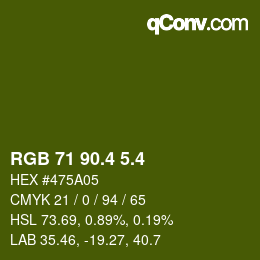 カラーコード: RGB 71 90.4 5.4 | qconv.com