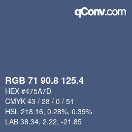 カラーコード: RGB 71 90.8 125.4 | qconv.com