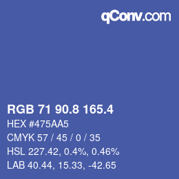 カラーコード: RGB 71 90.8 165.4 | qconv.com