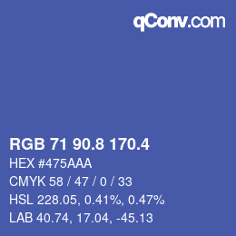 カラーコード: RGB 71 90.8 170.4 | qconv.com