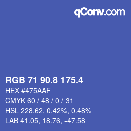 カラーコード: RGB 71 90.8 175.4 | qconv.com