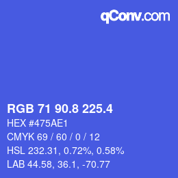 カラーコード: RGB 71 90.8 225.4 | qconv.com