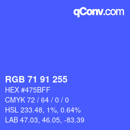 Color code: RGB 71 91 255 | qconv.com