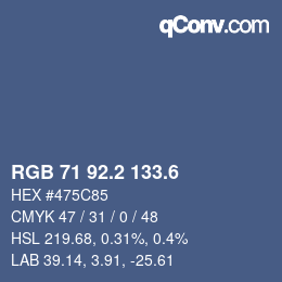 カラーコード: RGB 71 92.2 133.6 | qconv.com
