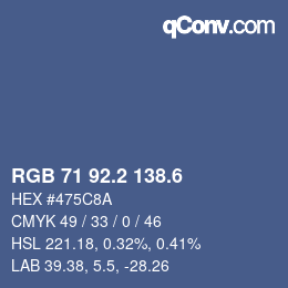 カラーコード: RGB 71 92.2 138.6 | qconv.com