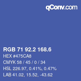 カラーコード: RGB 71 92.2 168.6 | qconv.com