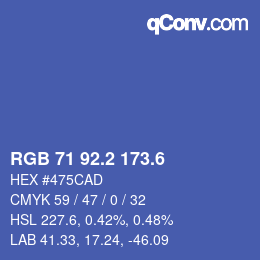 カラーコード: RGB 71 92.2 173.6 | qconv.com