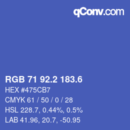 カラーコード: RGB 71 92.2 183.6 | qconv.com