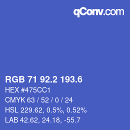 カラーコード: RGB 71 92.2 193.6 | qconv.com