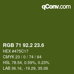 カラーコード: RGB 71 92.2 23.6 | qconv.com
