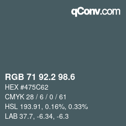 カラーコード: RGB 71 92.2 98.6 | qconv.com