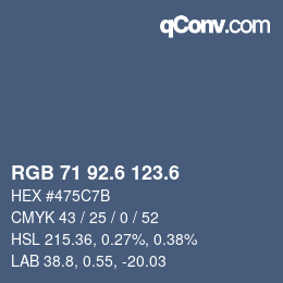 カラーコード: RGB 71 92.6 123.6 | qconv.com