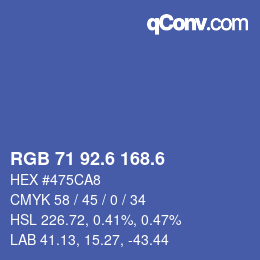 カラーコード: RGB 71 92.6 168.6 | qconv.com